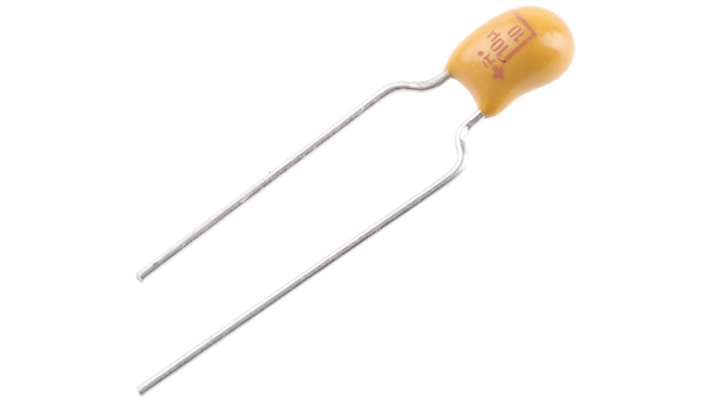 KYOCERA AVX 直插二氧化锰钽电容, 10μF, 10V 直流, ±20%容差, 5 (Dia.) x 10mm, TAP系列