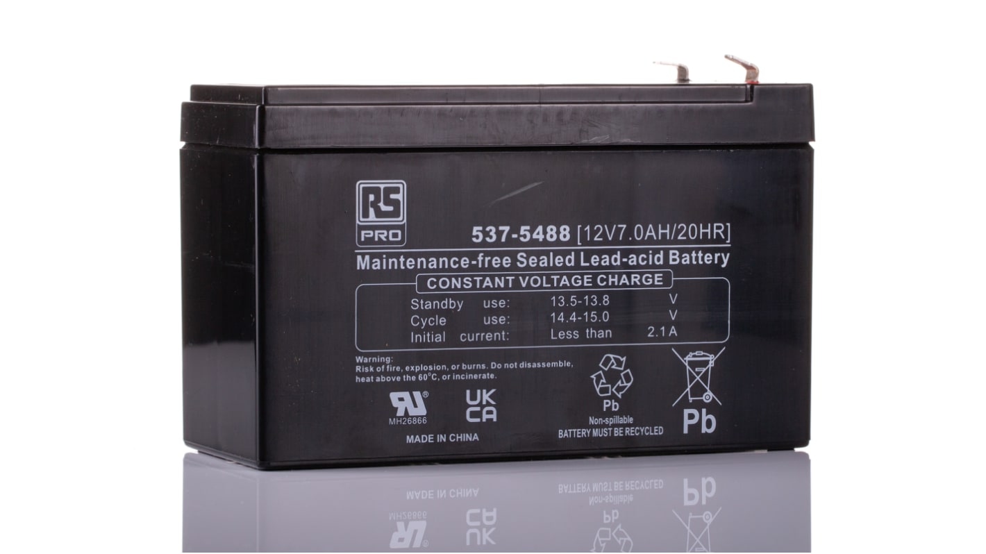 Batteria al piombo sigillata RS PRO, 12V, 7Ah, 151 x 65 x 93.5mm, -20 → +50°C