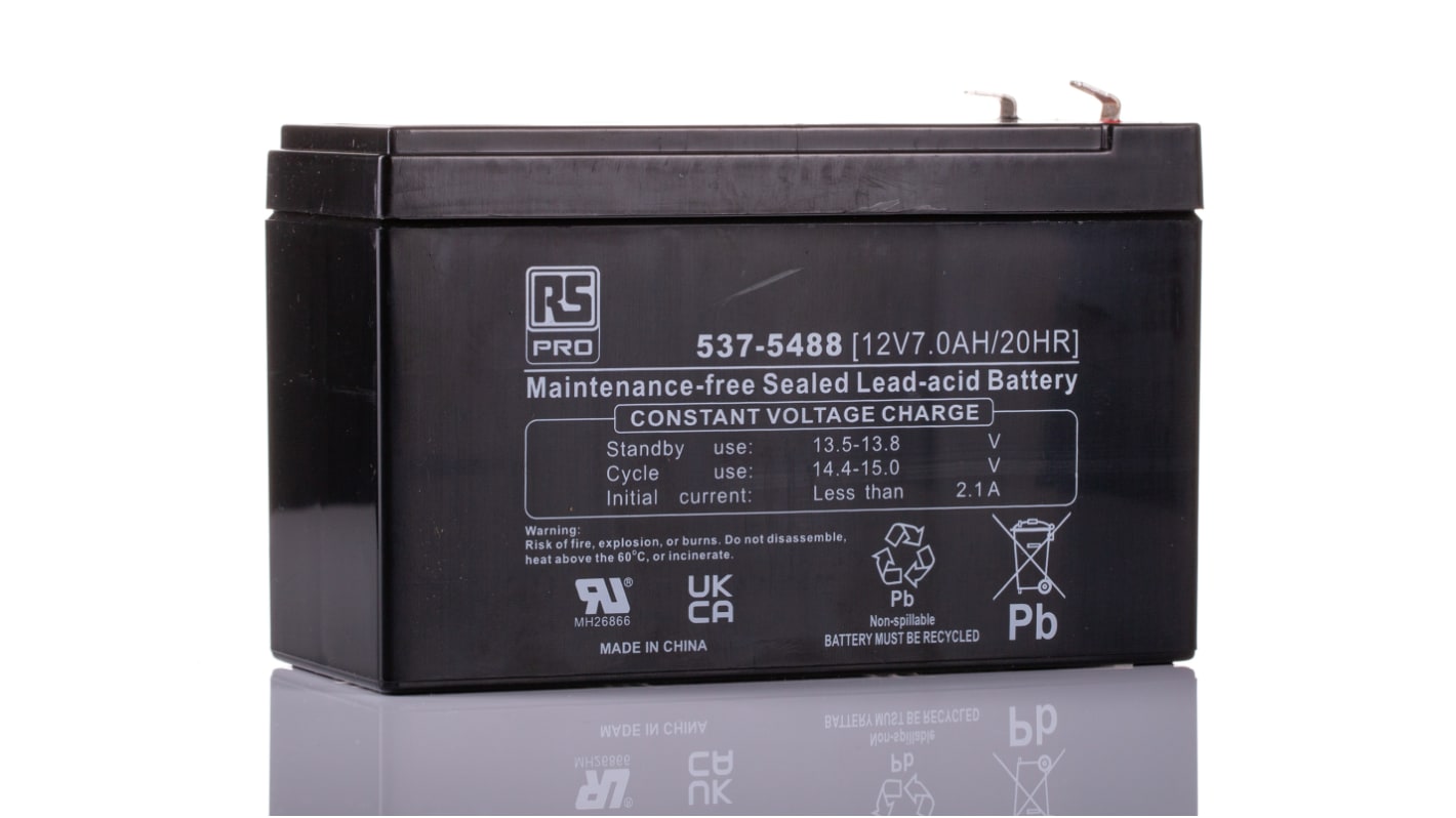 RS PRO 12V T1 Sealed Lead Acid Battery, 7Ah