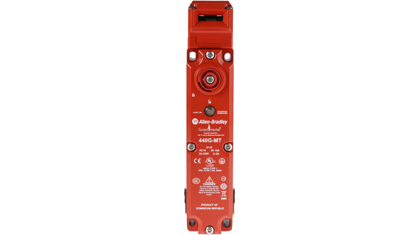 Allen Bradley Guardmaster 电磁安全门开关, 电动解锁, 230V 交流/直流电源, 金属外壳, IP67, 440G-MT系列, 440G-MT47016