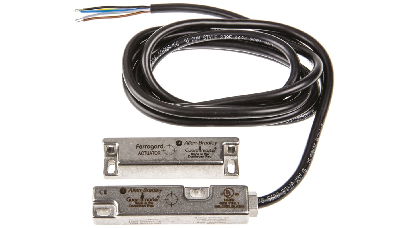 Allen Bradley Guardmaster 440N Series Magnetic Non-Contact Safety Switch, 250V ac, Stainless Steel Housing, NC, 2m Cable