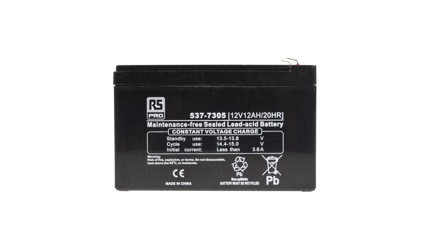 RS PRO RS PRO Abgedichteter Bleiakku, 12V / 12Ah, T1-Anschluss, 151 x 98 x 95mm