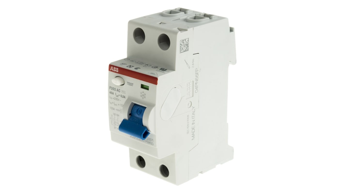 RCCB ABB F200, 2P, 40A, sensibilità 300mA, Tipo AC