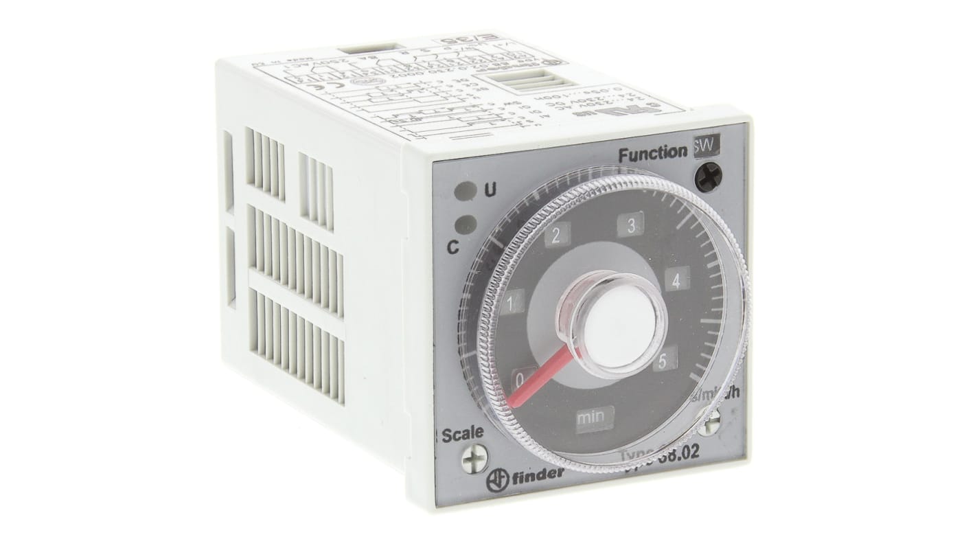 Finder 88 Series Zeitrelais, Frontplattenmontage, 0.05-10 s, 0.05-10h, 24 → 230V ac/dc, 2 Kont. Multifunktion,