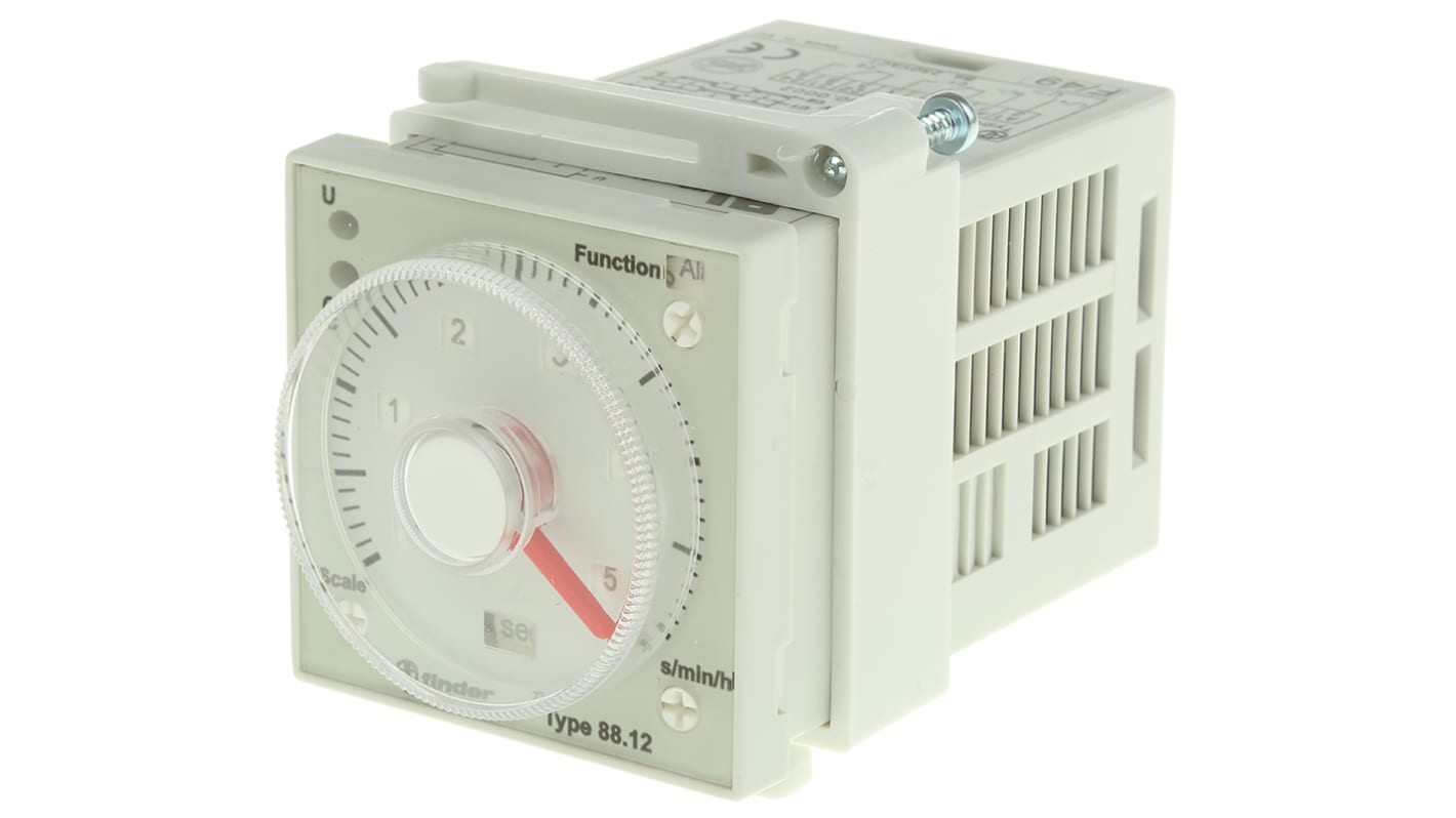Timer Relay Finder, intervallo 0.05-10 min, 0.05-10h, 2 poli, DPDT, A pannello