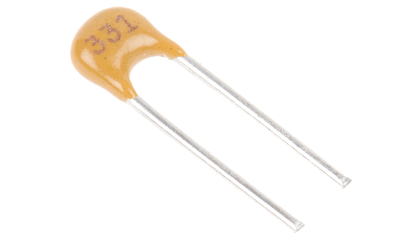KEMET 330pF Multilayer Ceramic Capacitor MLCC, 200V dc V, ±5% , Through Hole