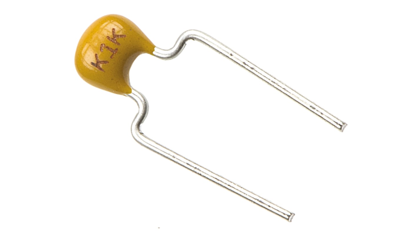 KEMET 100nF Multilayer Ceramic Capacitor MLCC, 100V dc V, ±10% , Through Hole