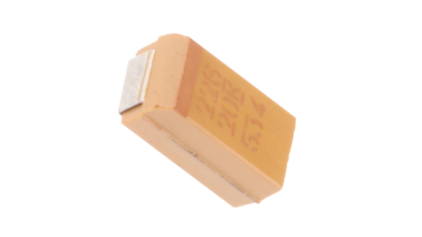 Condensatore al tantalio KEMET, 22μF, 20V cc, serie T491, ±10%, +125°C, package C