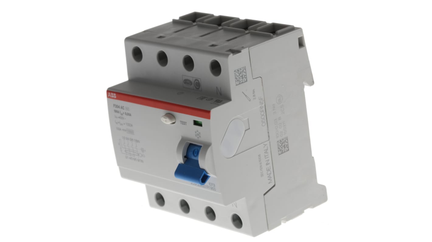 ABB F200 RCCB, 100A, 4 Pole, 30mA, Type AC