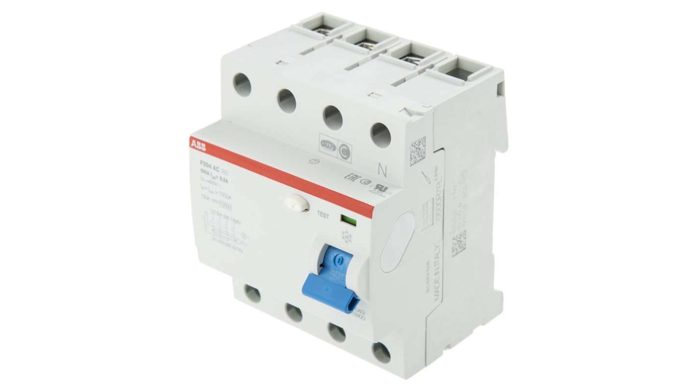 ABB F200 RCCB, 100A, 3+N Pole, 300mA, Type AC