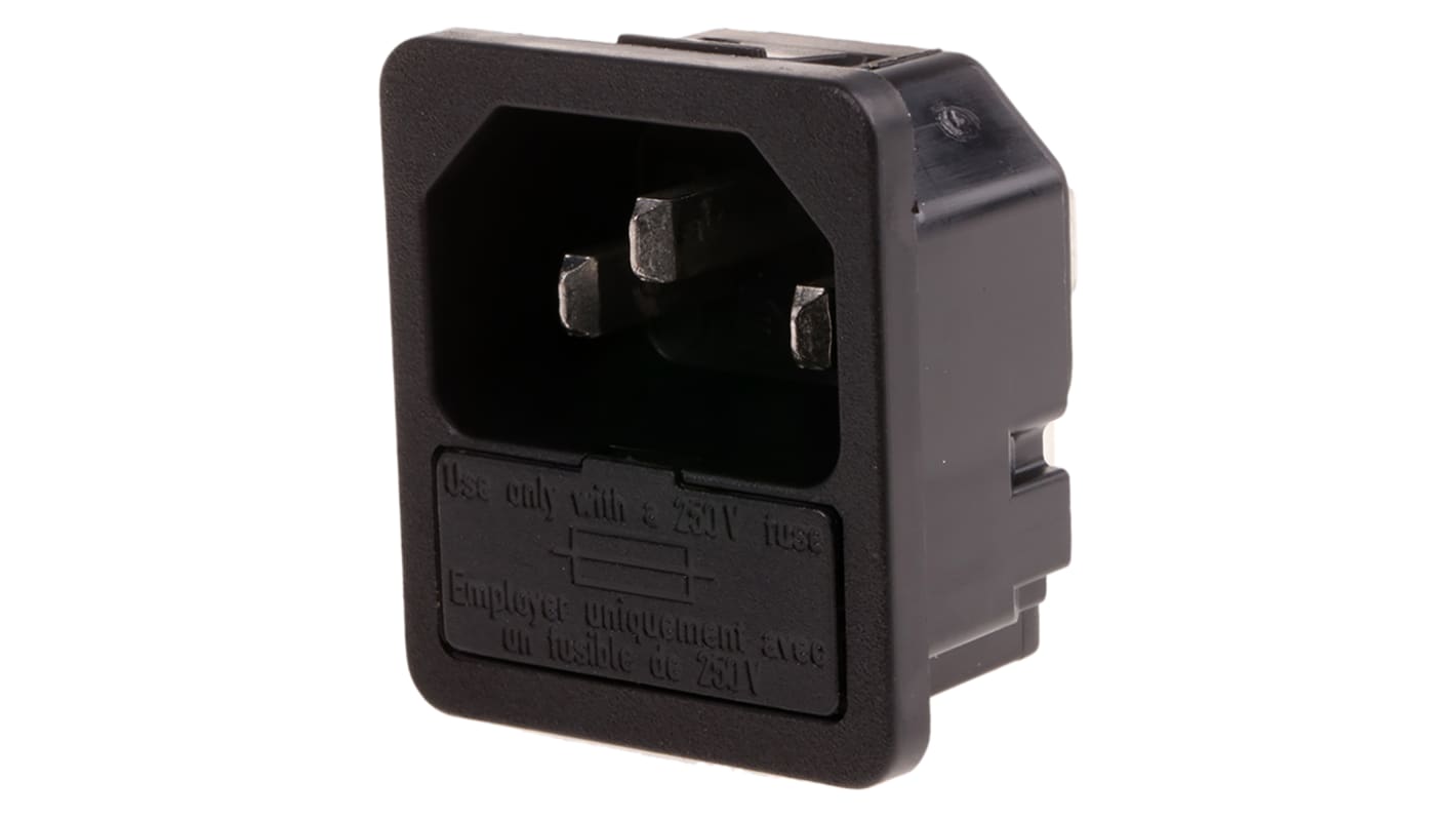 Schurter C14 Snap-In IEC Connector Male, 10A, 250 V