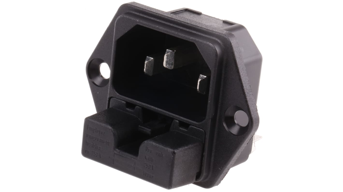 Schurter C14 Panel Mount IEC Connector Male, 10A, 250 V