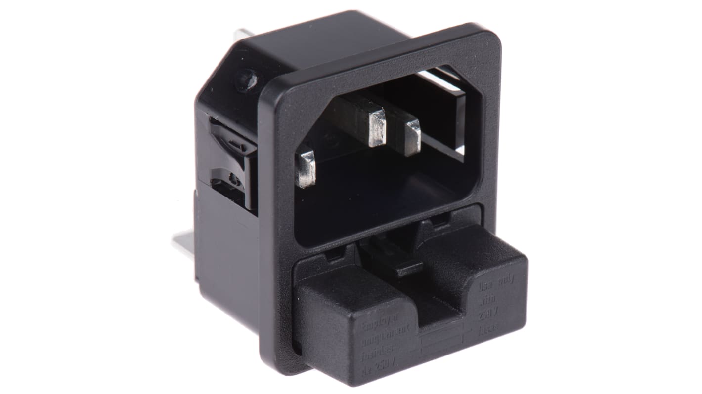Schurter C14插头 IEC连接器, 卡入式安装, 250 V, 10A