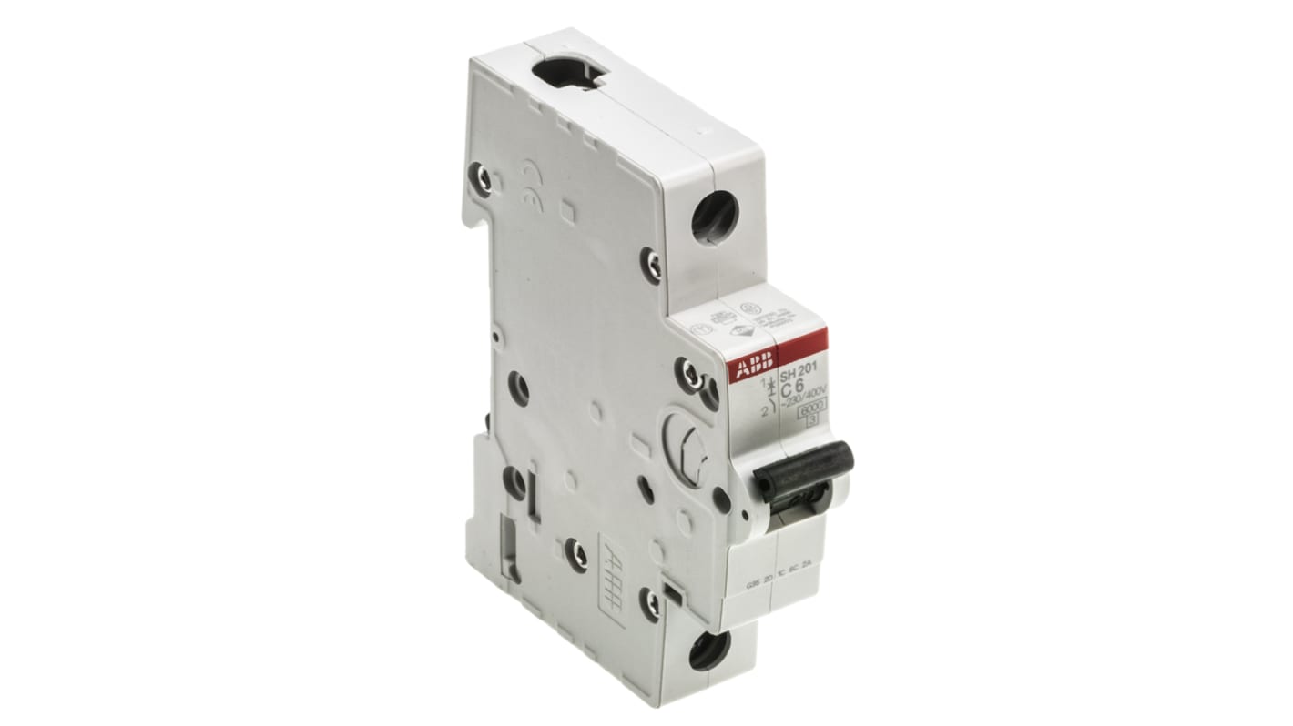 ABB Compact Home SH200 MCB, 1P, 6A Curve C, 440V AC, 6 kA Breaking Capacity