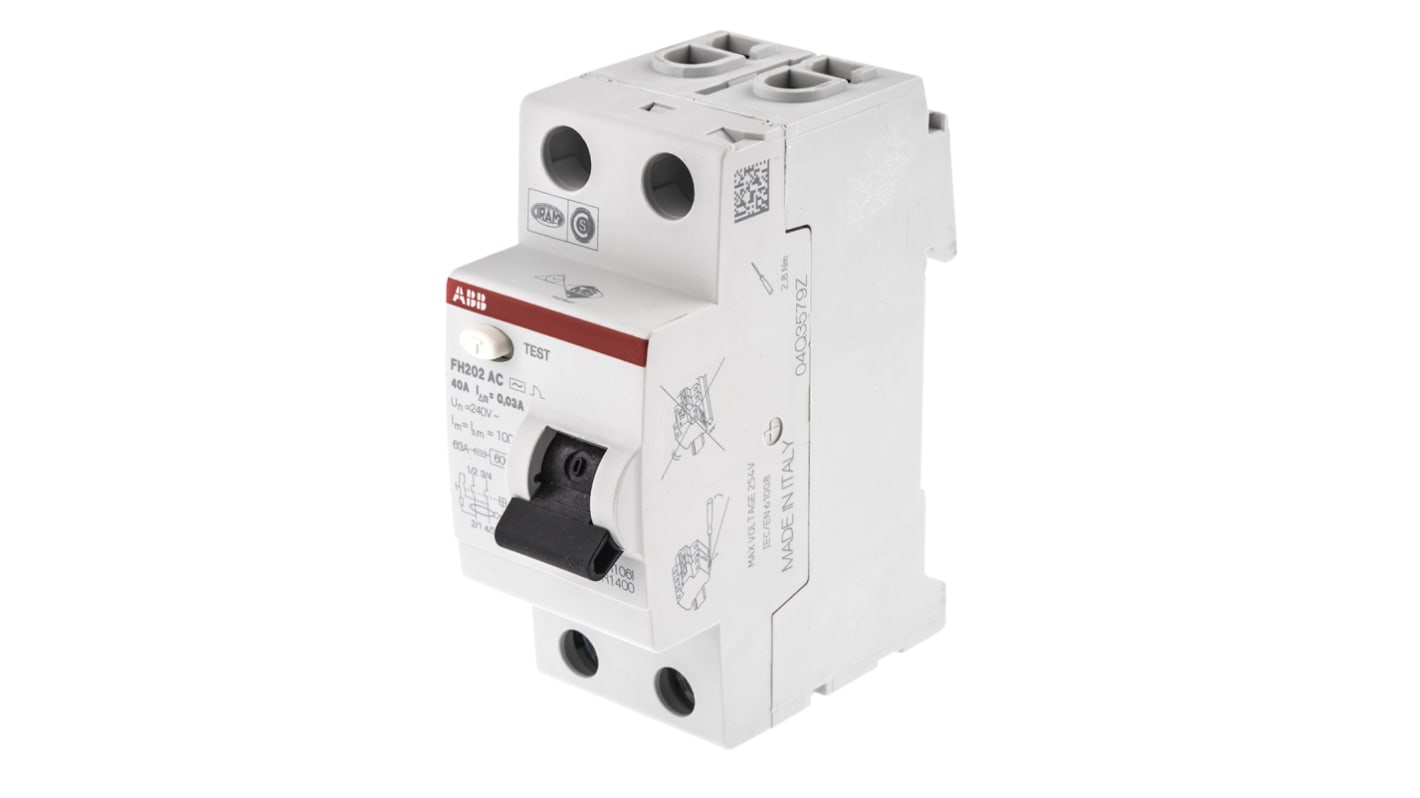 ABB FH200 RCCB, 40A, 2 Pole, 30mA, Type AC