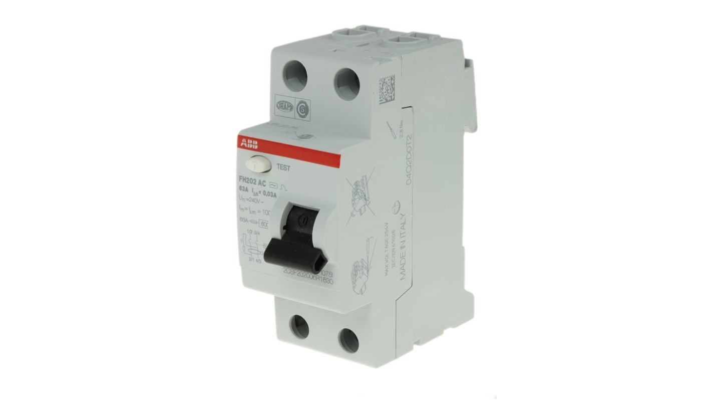 ABB FH200 RCCB, 2-polig, 63A, 30mA Typ AC