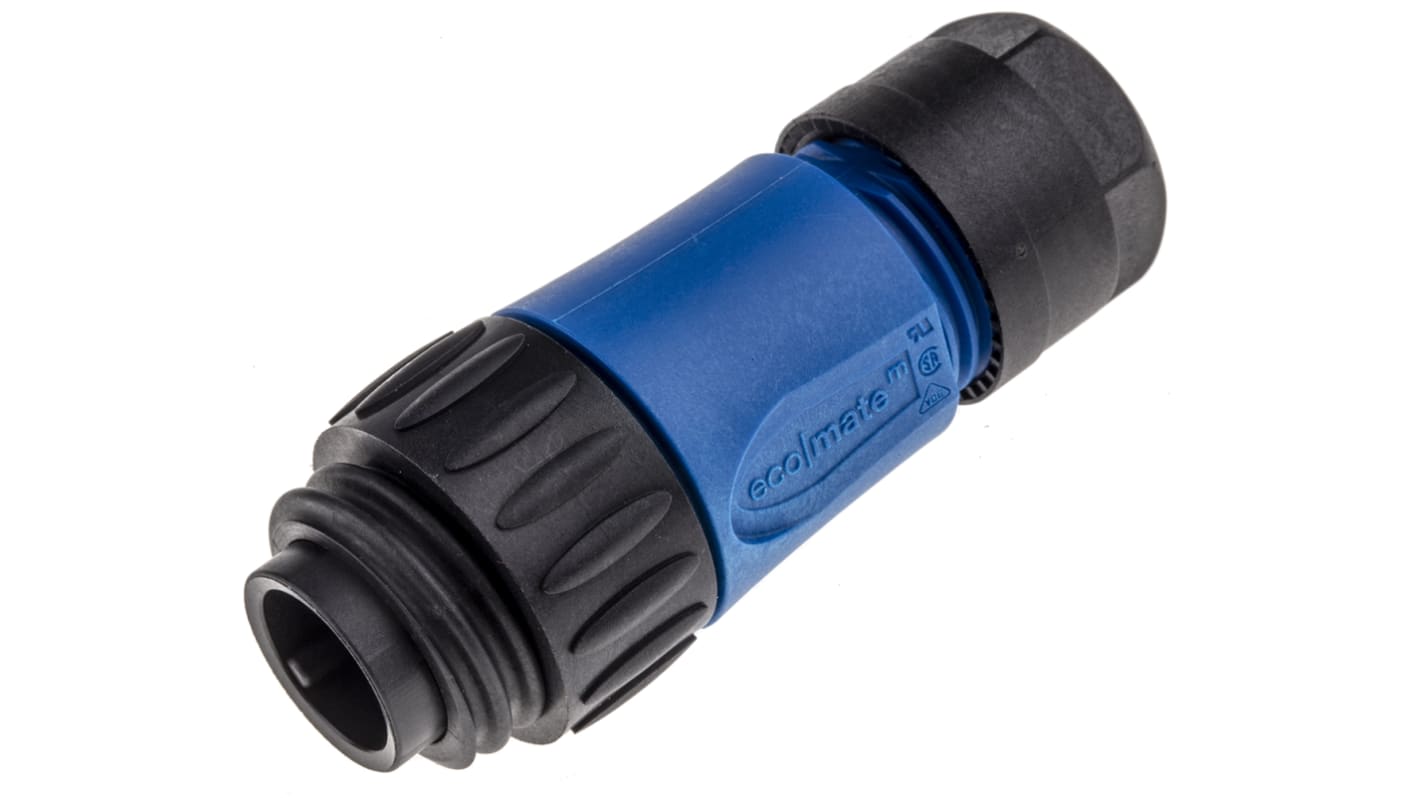 Conector circular Amphenol Industrial macho serie Ecomate M de 6 + PE vías macho, montaje aéreo, IP67