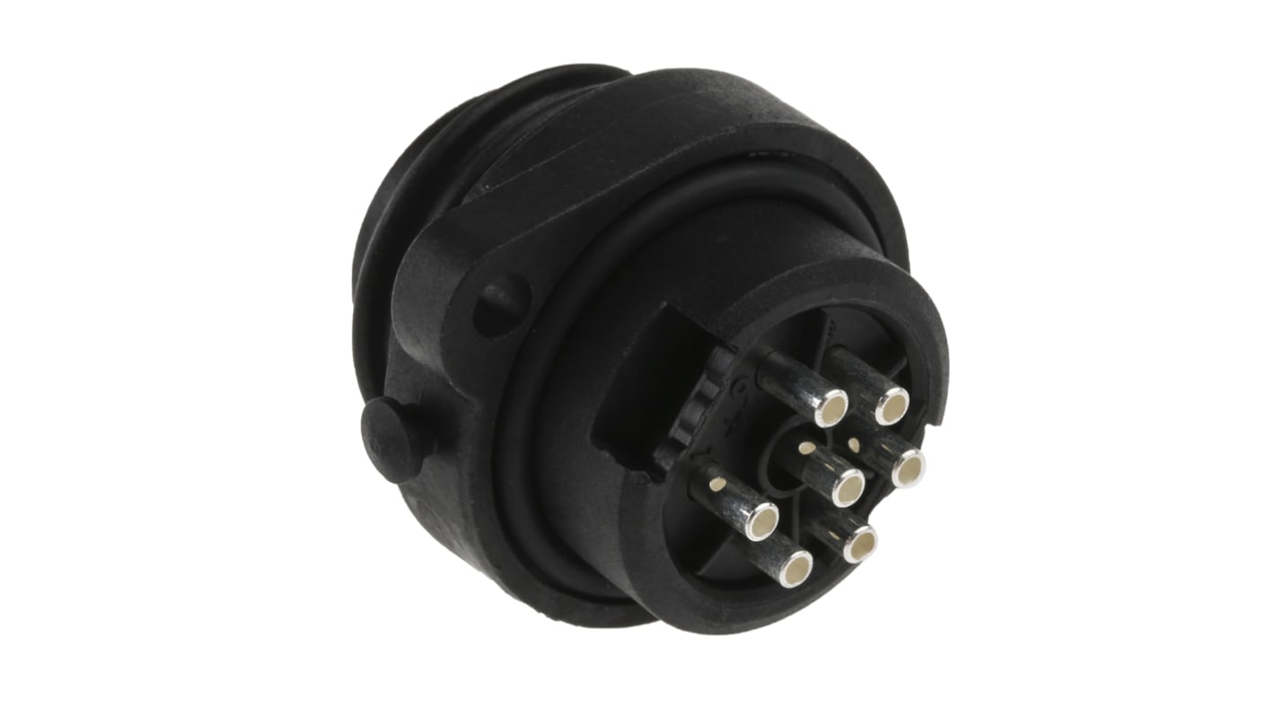 Amphenol Industrial Circular Connector, 6 + PE Contacts, Panel Mount, Plug, Male, IP67, Ecomate M Series