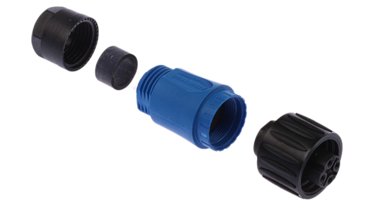 Conector circular Amphenol Industrial hembra serie Ecomate M de 3 + PE vías hembra, montaje aéreo, IP67