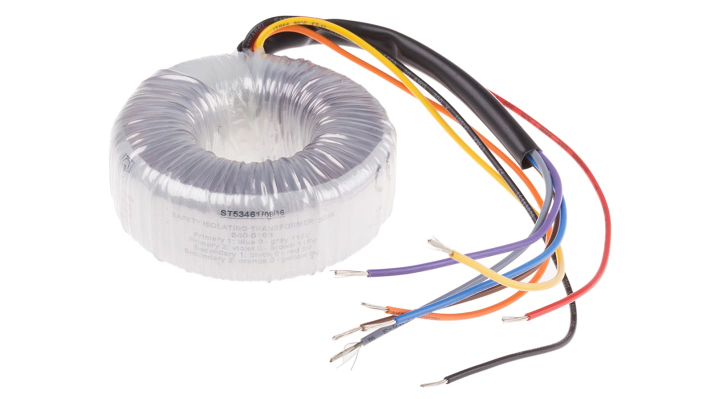 RS PRO 115 V ac, 230 V ac, 2 x 9V ac Toroidal Transformer, 30VA 2 Output, IEC 61558-2-6