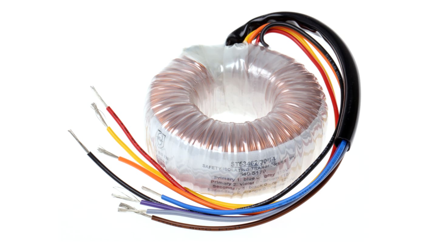RS PRO 115 V ac, 230 V ac, 2 x 12V ac Toroidal Transformer, 30VA 2 Output