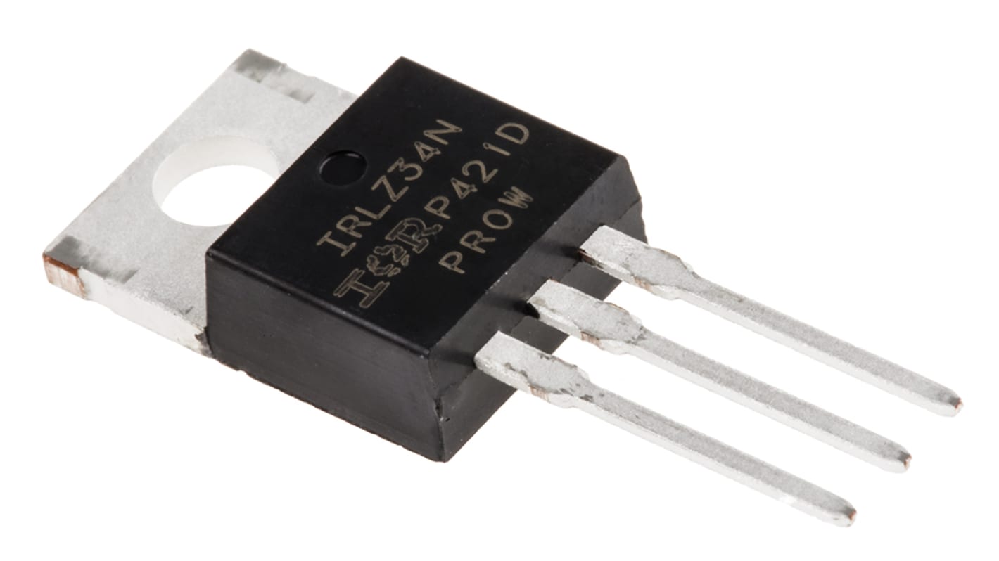 N-Channel MOSFET, 30 A, 55 V, 3-Pin TO-220AB Infineon IRLZ34NPBF