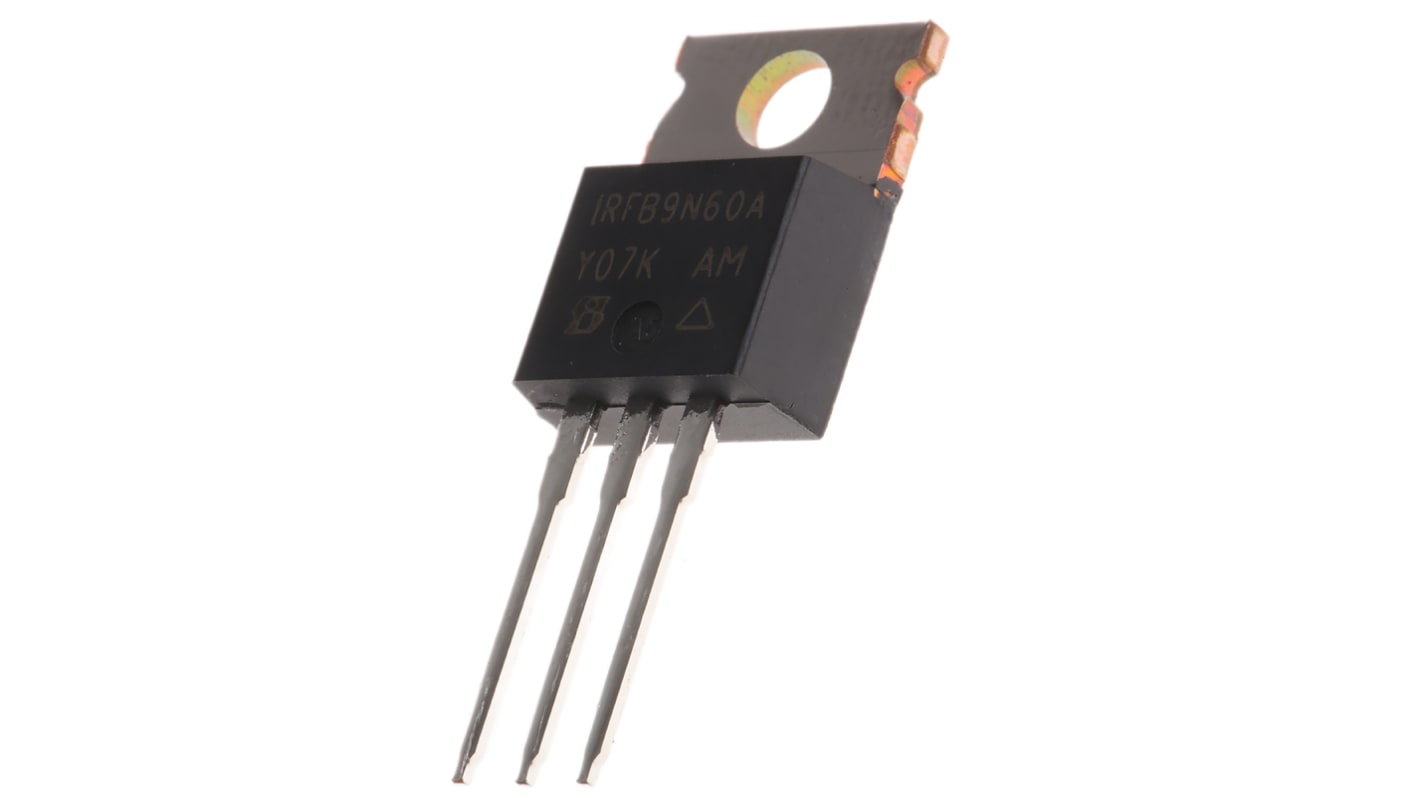 N-Channel MOSFET, 9.2 A, 600 V, 3-Pin TO-220AB Vishay IRFB9N60APBF