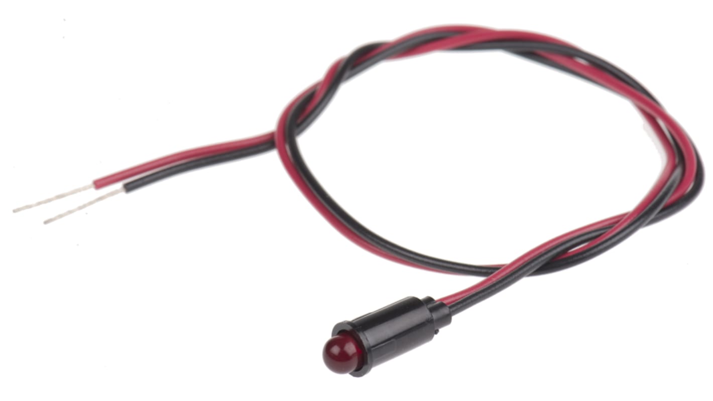 Indicatore da pannello Dialight Rosso  a LED, 5V cc, Sporgente, foro da 6.4mm