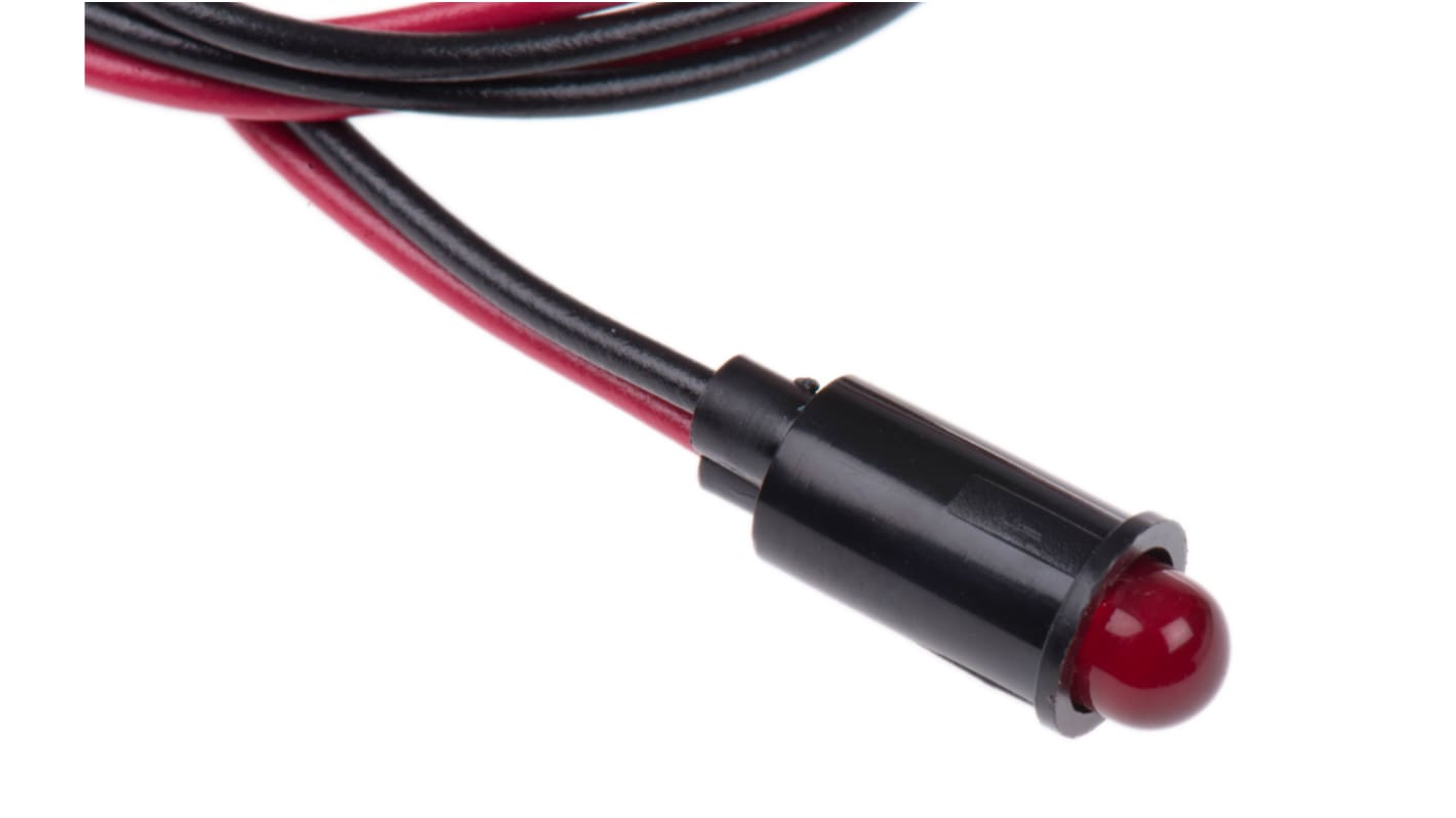 Dialight LED Schalttafel-Anzeigelampe Rot 12V dc, Montage-Ø 6.4mm, Leiter