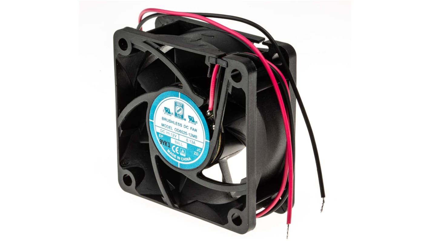 RS PRO Axial Fan, 12 V dc, DC Operation, 30.63m³/h, 1.7W, 130mA Max, 60 x 60 x 25mm
