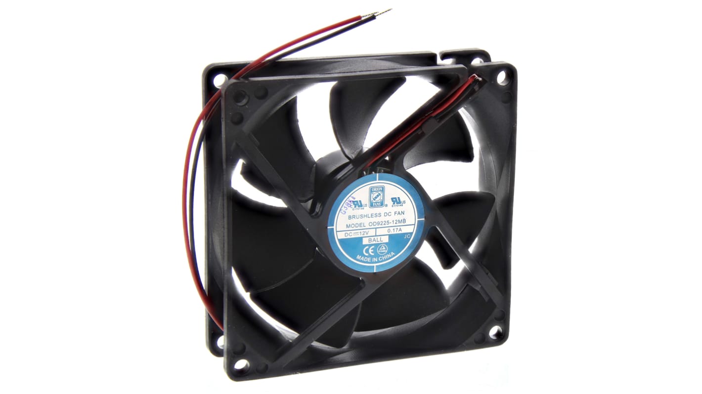 RS PRO Axial Fan, 12 V dc, DC Operation, 74.8m³/h, 2W, 150mA Max, 92.5 x 92.5 x 25mm