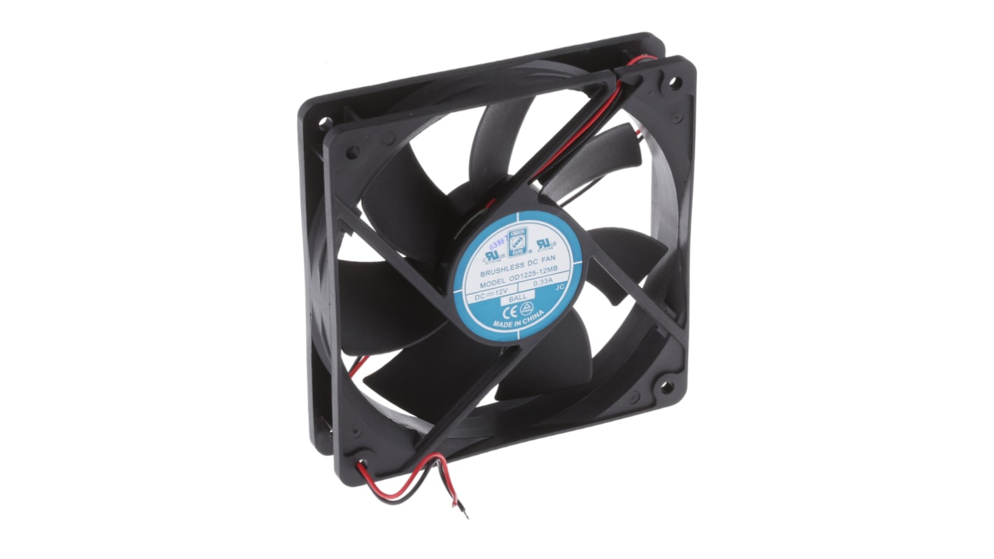 RS PRO Axial Fan, 12 V dc, DC Operation, 141m³/h, 4W, 330mA Max, 120 x 120 x 25mm