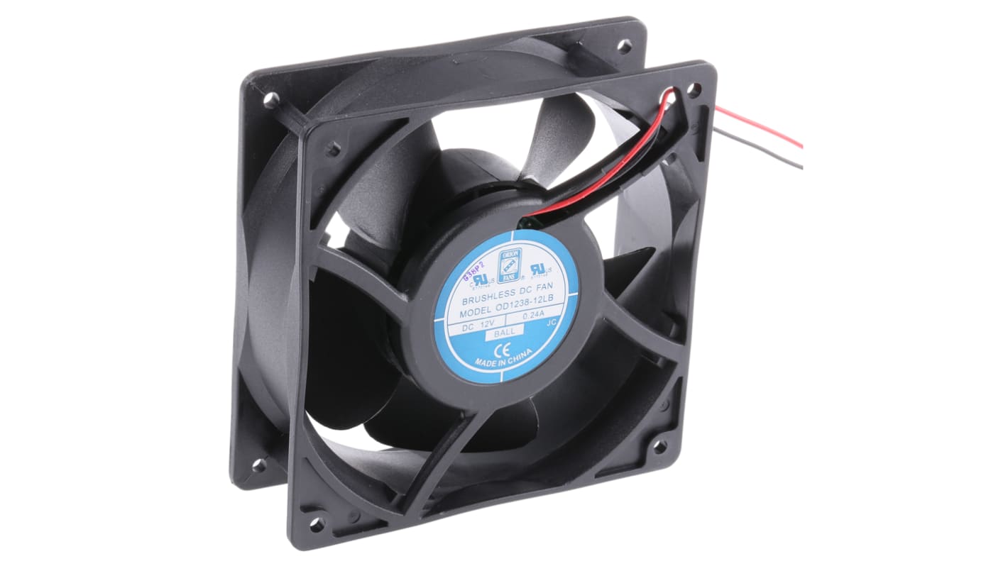 RS PRO Axial Fan, 12 V dc, DC Operation, 124m³/h, 3W, 240mA Max, 120 x 120 x 38mm