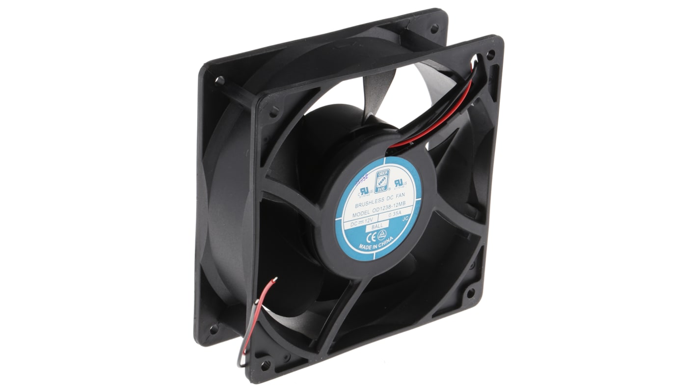 RS PRO Axial Fan, 12 V dc, DC Operation, 161.4m³/h, 4W, 350mA Max, 120 x 120 x 38mm