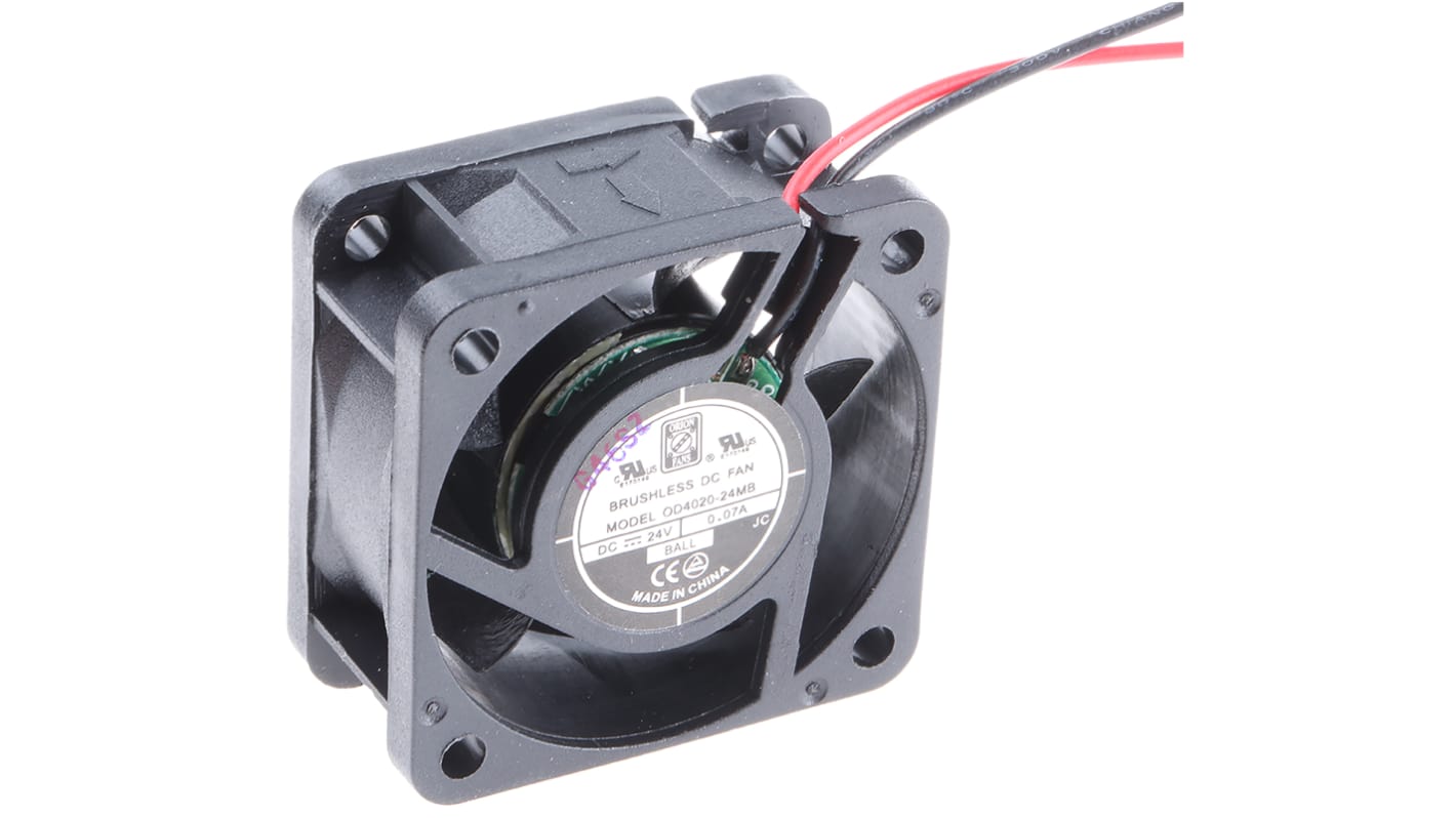 RS PRO Axial Fan, 24 V dc, DC Operation, 13.6m³/h, 1.7W, 70mA Max, 40 x 40 x 20mm