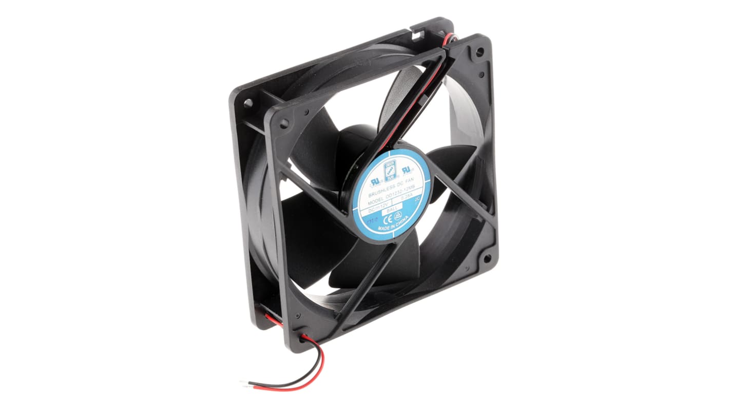 RS PRO Axial Fan, 12 V dc, DC Operation, 181.8m³/h, 3.4W, 500mA Max, 120 x 120 x 32mm