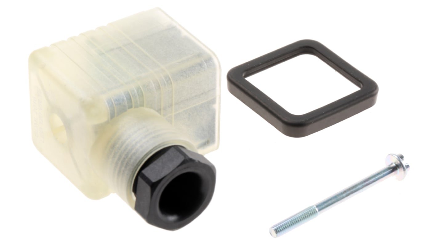 Conector de válvula DIN 43650 A Hirschmann GDML, hembra, 2P+E, 120 V, 8A, con circuito de protección, prensaestopas