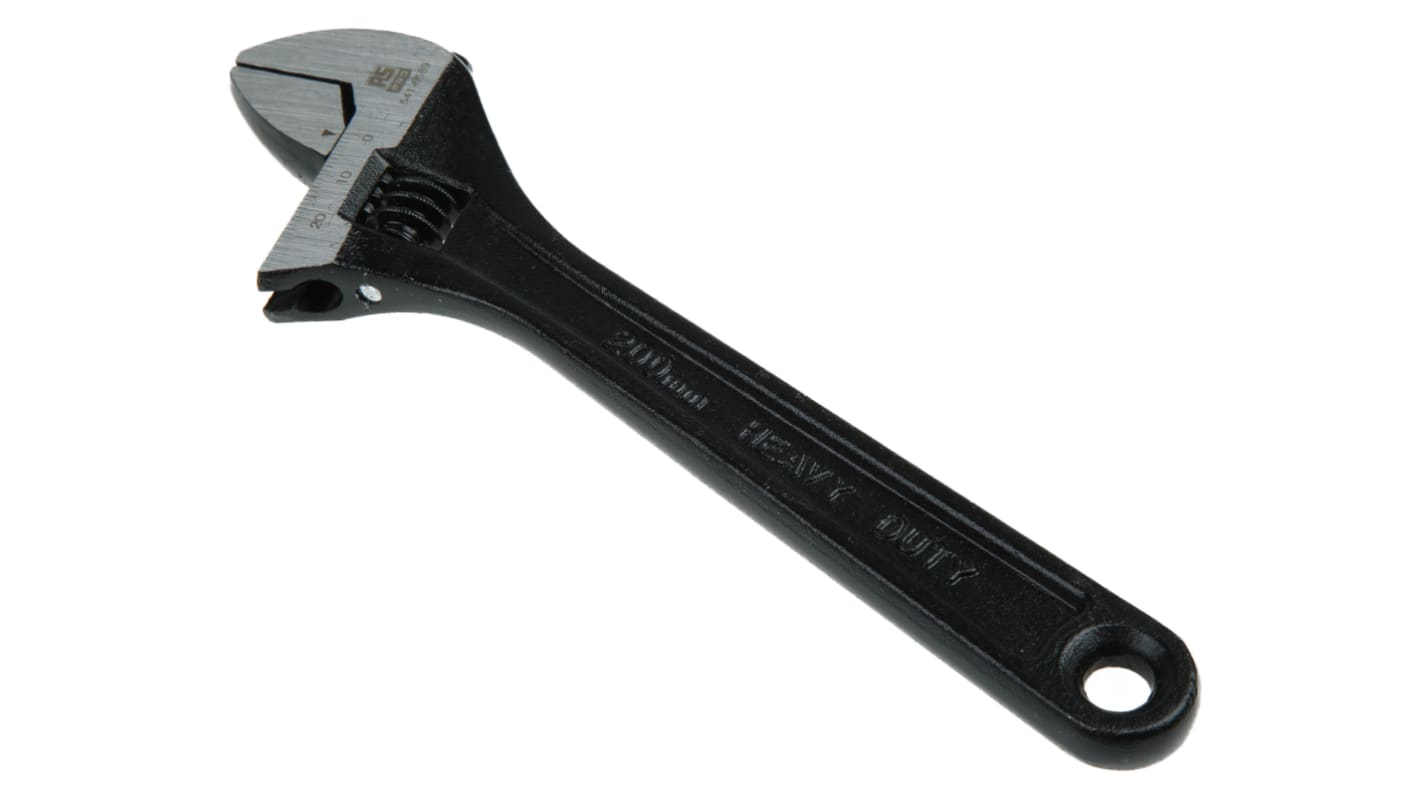 RS PRO Adjustable Spanner, 203.2 mm Overall, 26.8mm Jaw Capacity, Metal Handle