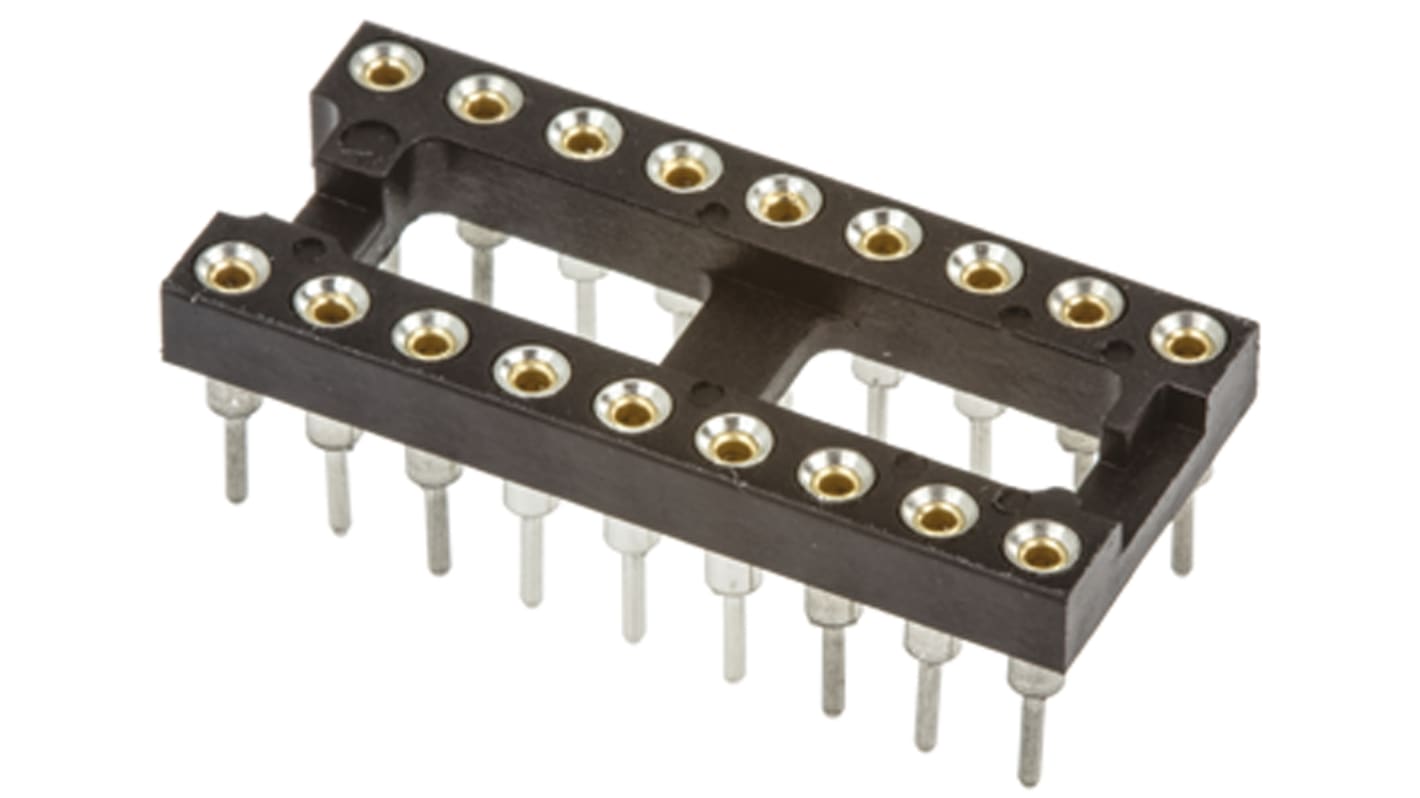 TE Connectivity, Economy 800 2.54mm Pitch Vertical 18 Way, Through Hole Stamped Pin Open Frame IC Dip Socket, 3A