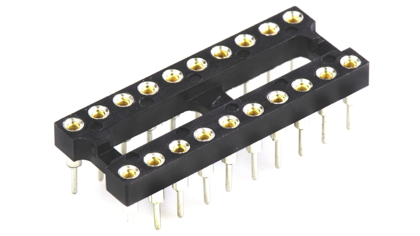 TE Connectivity, Economy 800 2.54mm Pitch Vertical 20 Way, Through Hole Stamped Pin Open Frame IC Dip Socket, 3A