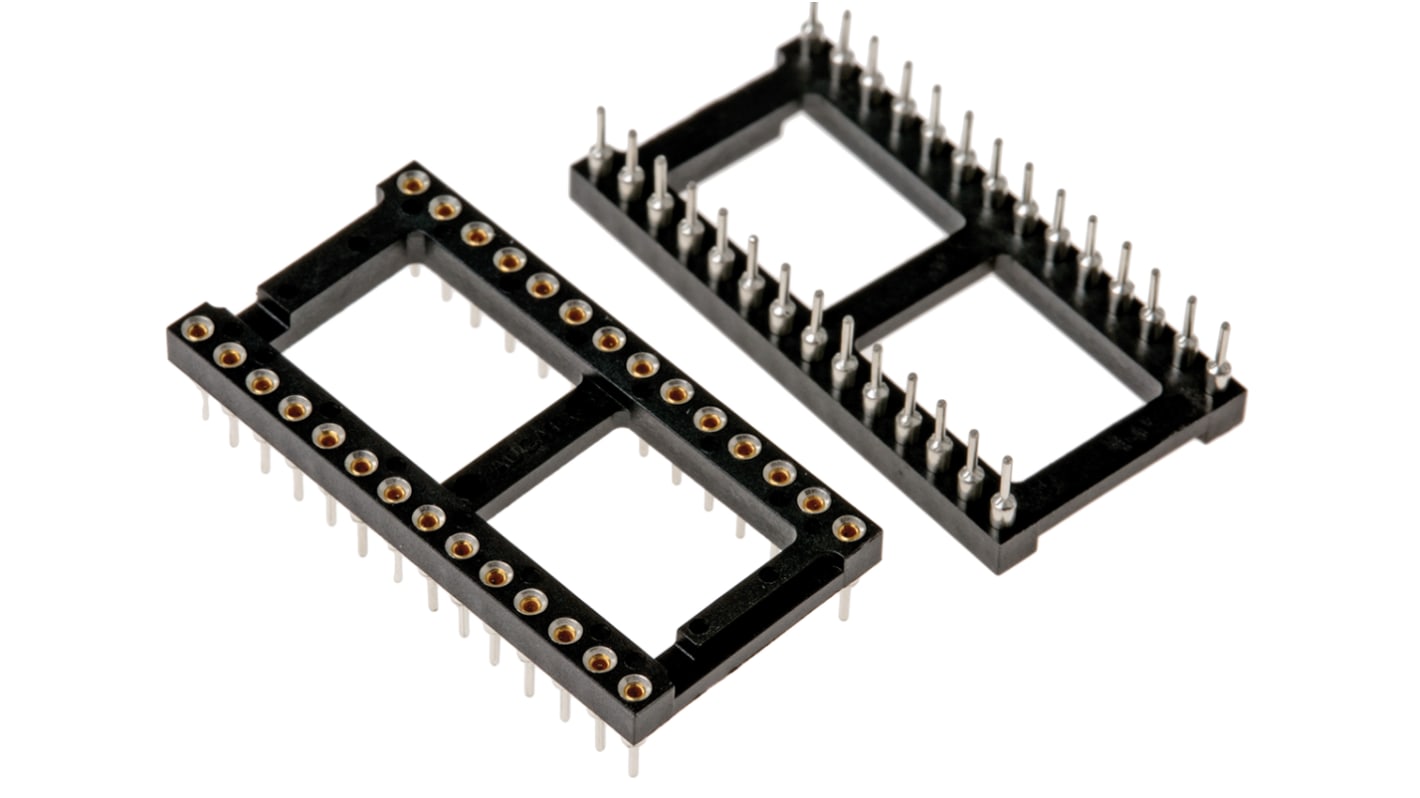 TE Connectivity, Economy 800 2.54mm Pitch Vertical 28 Way, Through Hole Stamped Pin Open Frame IC Dip Socket, 3A