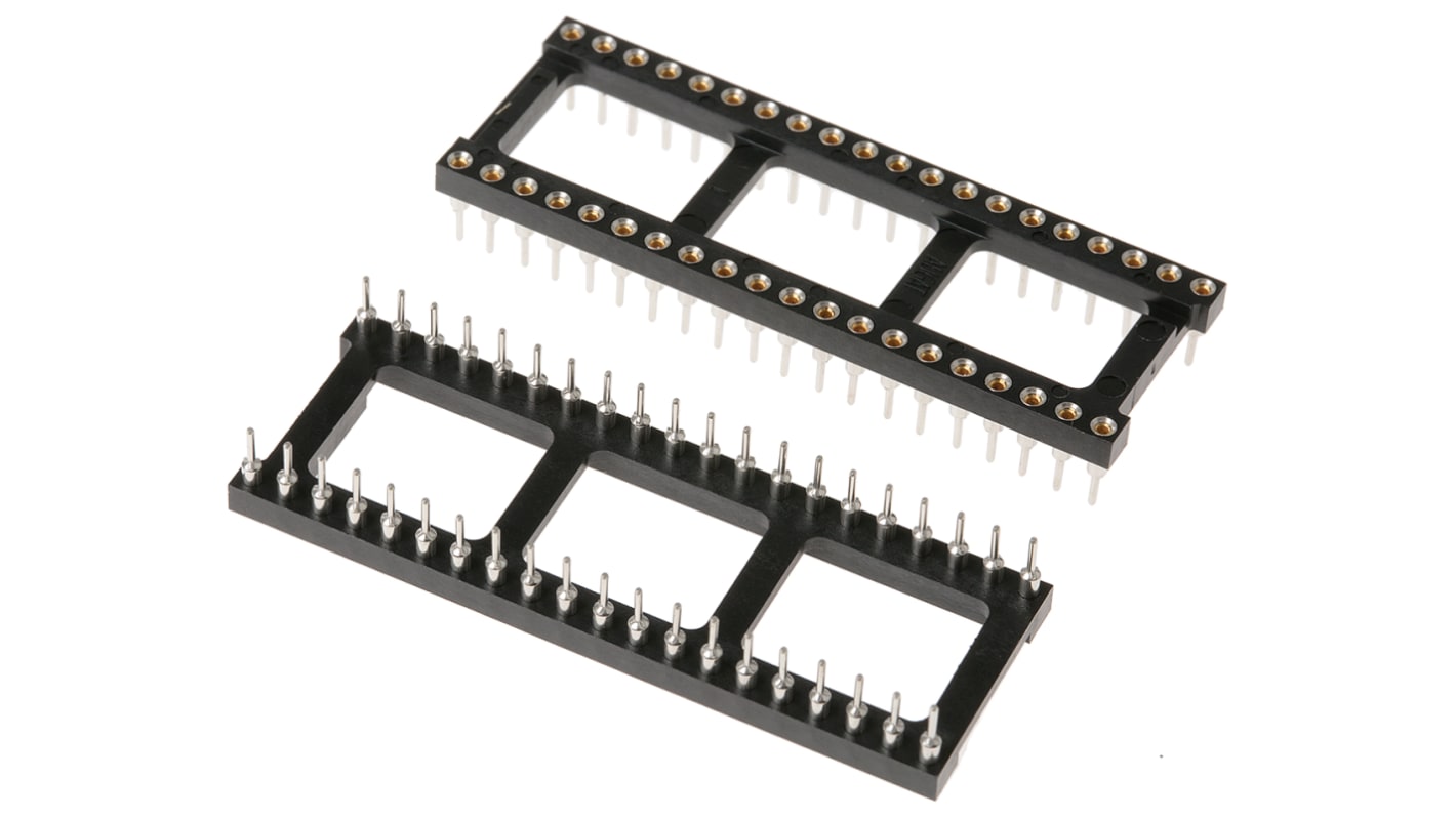 TE Connectivity, Economy 800 2.54mm Pitch Vertical 40 Way, Through Hole Stamped Pin Open Frame IC Dip Socket, 3A