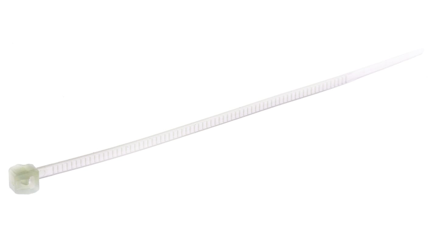 HellermannTyton Cable Tie, 100mm x 2.5 mm, Natural Nylon, Pk-200