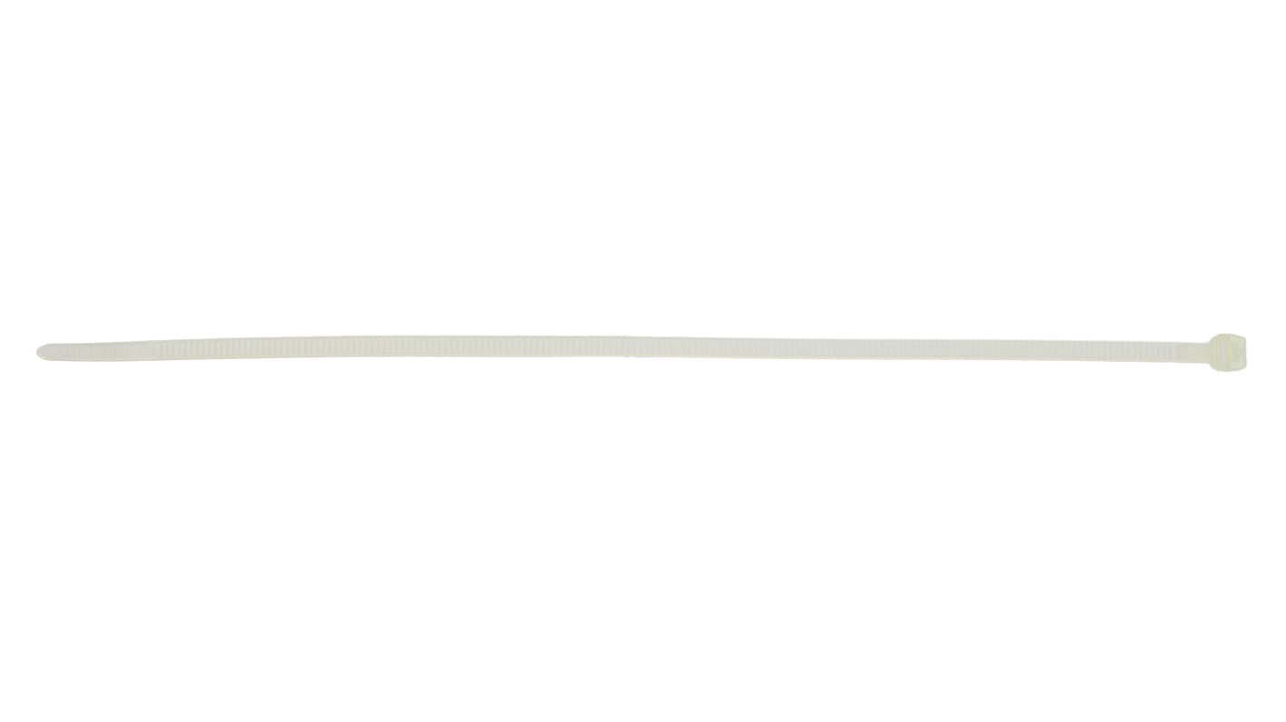 HellermannTyton Cable Tie, 200mm x 3.4 mm, Natural Polyamide 6.6 (PA66), Pk-100