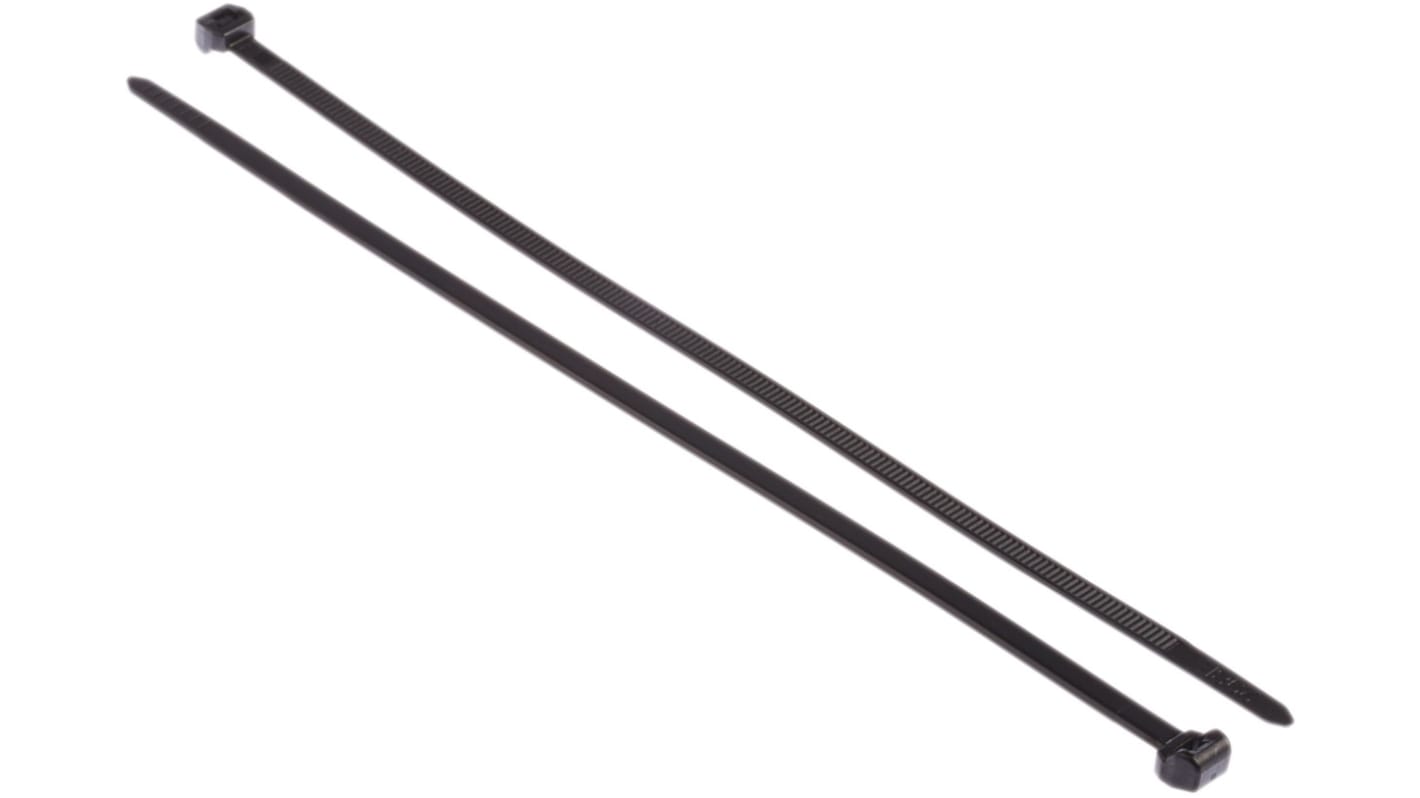 HellermannTyton Cable Tie, 200mm x 4.6 mm, Black PA 6.6 Heatstabilised, Pk-100