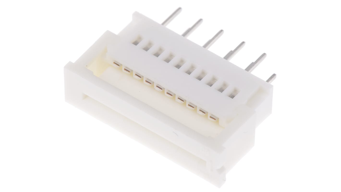 Molex FPC连接器, 母座, 10p, 1.25mm间距, 单排, THT安装, 直向, 1A, 200 V, Easy-On系列