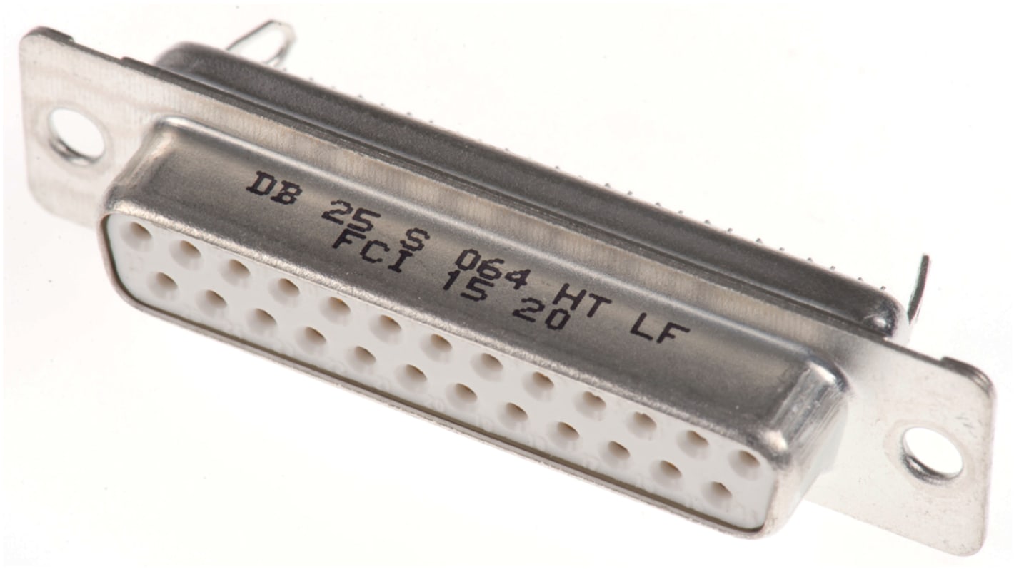 Amphenol Communications Solutions D-Sub konnektor, fatning, 25-Polet, 2.76mm benafstand Standard D-Sub, Lige, Tavle