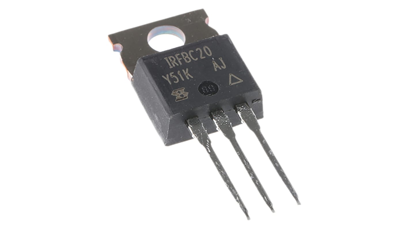 MOSFET, 1 elem/chip, 2,2 A, 600 V, 3-tüskés, TO-220AB Egyszeres Si