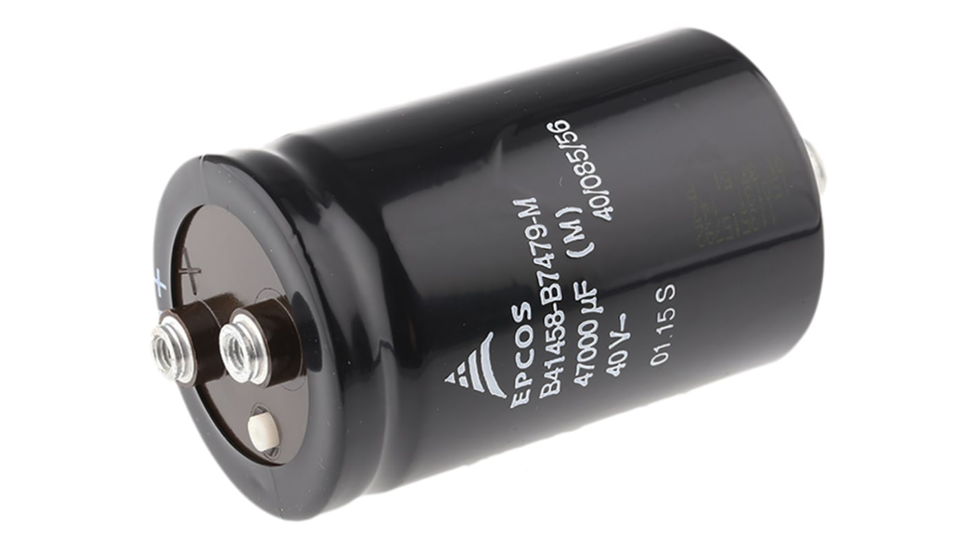 EPCOS 47000μF Aluminium Electrolytic Capacitor 40V dc, Stud Mount - B41458B7479M600