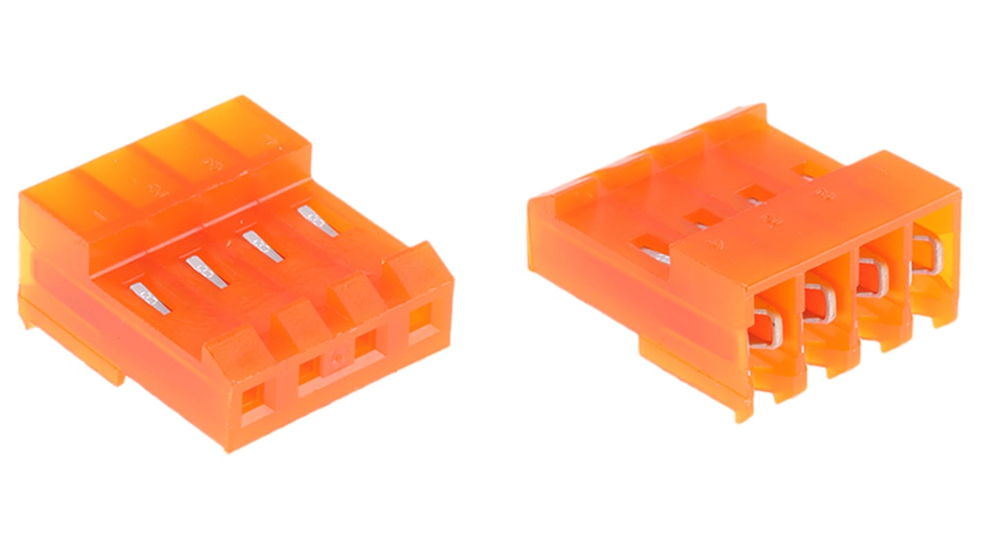TE Connectivity IDC连接器, 母座, 4p, 3.96mm间距, 电缆安装, IDC端接, 直角, MTA-156系列